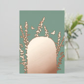 エレガントなガーデンリーフとバタフライのウェディング 箔招待状 (立ち正面)