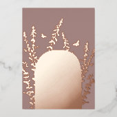 エレガントなガーデンリーフとバタフライのウェディング 箔招待状 (正面)