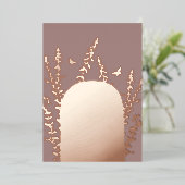 エレガントなガーデンリーフとバタフライのウェディング 箔招待状 (立ち正面)