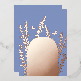 エレガントなガーデンリーフとバタフライのウェディング   箔招待状