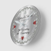 エレガントなガーネットダイヤモンドの第2結婚記念日 ラウンド壁時計 (傾斜)