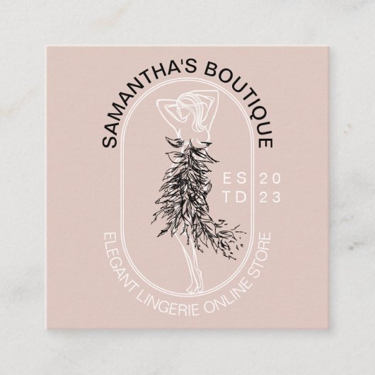 エレガントなガーリー フェミニン下着ランジェリー ファッション スクエア名刺 (正面)