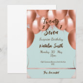 エレガントなガール 27歳の誕生日サプライズカード 招待状 (正面/裏面)