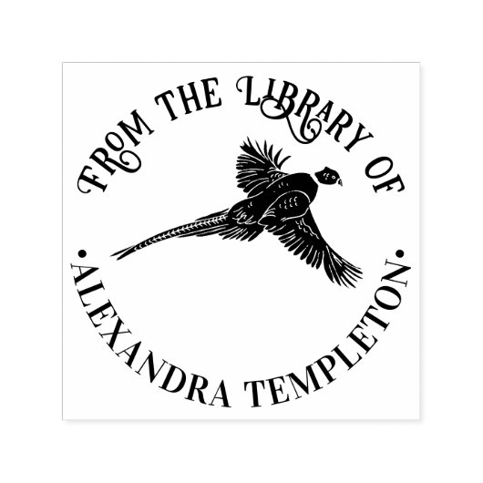 エレガントなキジのシルエット ゲーム鳥 シル ライブラリー ブック 名前 セルフインキングスタンプ (デザイン)