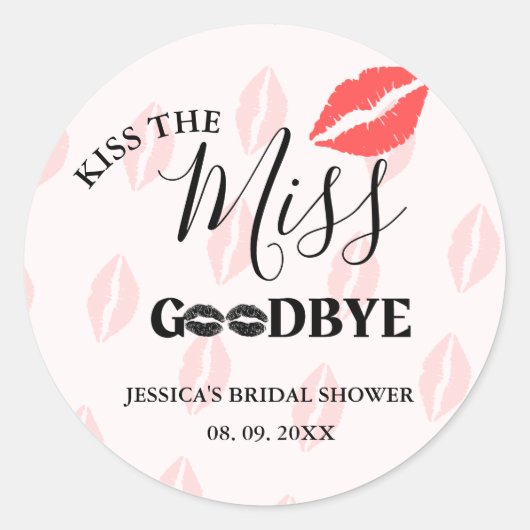 エレガントなキス ミス グッバイ レッド リップス ブライズメイド シャワー ラウンドシール (正面)