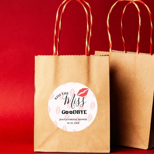 エレガントなキス ミス グッバイ レッド リップス ブライダル シャワー ラウンドシール