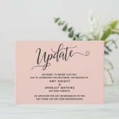 エレガントなキャンセルされた結婚式の発表 ブッシュピンク 招待状 (スタンド正面)