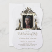エレガントなキャンドルがフレーム写真 生命の祝い 招待状 (正面)