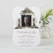 エレガントなキャンドルがフレーム写真 生命の祝い 招待状 (スタンド正面)