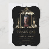 エレガントなキャンドルフレーム写真　人生の祝祭 招待状 (正面)