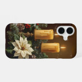 エレガントなキャンドル クリスマス ひいらぎ 松の木 あたたかな 祝祭的 iPhone 16ケース (裏面横)