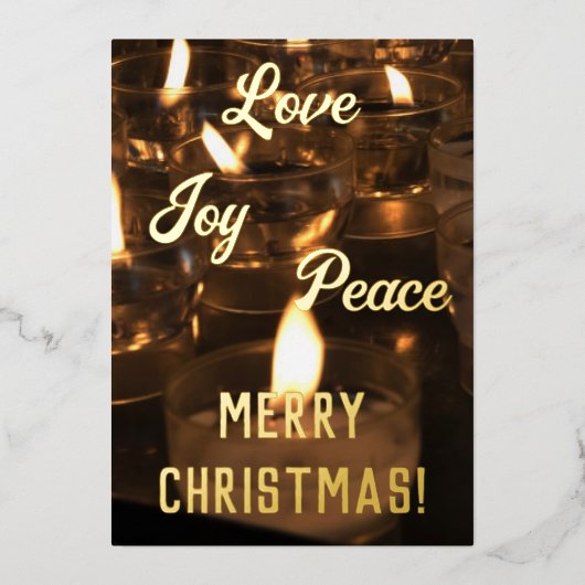 エレガントなキャンドル 本物の金箔 メリークリスマス フォイ 箔シーズンカード (正面)