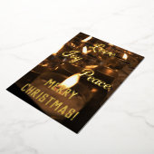 エレガントなキャンドル 本物の金箔 メリークリスマス フォイ 箔シーズンカード (回転した状態)