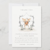 エレガントなキュートなダスキー鹿の花紋ウェディング サンキューカード (正面)