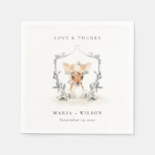 エレガントなキュートなダスクディーアの花の紋章のウェディング スタンダードカクテルナプキン (正面)