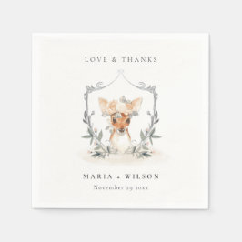 エレガントなキュートなダスクディーアの花の紋章のウェディング スタンダードカクテルナプキン