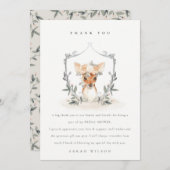 エレガントなキュートなダスクディーア フローラルクレスト ブライダルシャワー サンキューカード (正面/裏面)