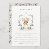 エレガントなキュートなダスクディール フローラルクレスト ウェディング サンキューカード (正面/裏面)