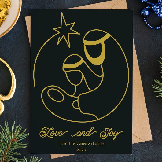 エレガントなキリストの誕生を描いた宗教的なクリスマスの平飾り シーズンカード