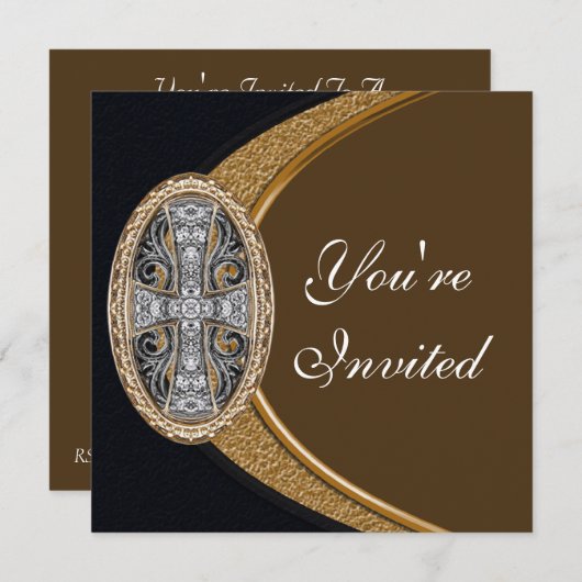 エレガントなキリスト教の十字のパーティの招待状 招待状 (正面/裏面)