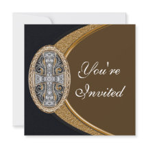 エレガントなキリスト教の十字のパーティの招待状