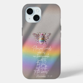 エレガントなキリスト教の虹の写真 パステルビー iPhone 15ケース