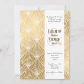 エレガントなギャツビー アートデコ 1920年代 ゴールド ウェディング 招待状 (正面)