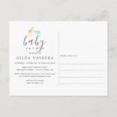 エレガントなギラフとゾウのベビーシャワー招待状 インビテーションポストカード (裏面)