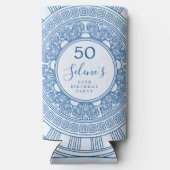 エレガントなギリシャの誕生日パーティー カスタムカラー スリム缶クーラー (裏面)