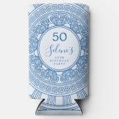 エレガントなギリシャの誕生日パーティー カスタムカラー スリム缶クーラー (正面)