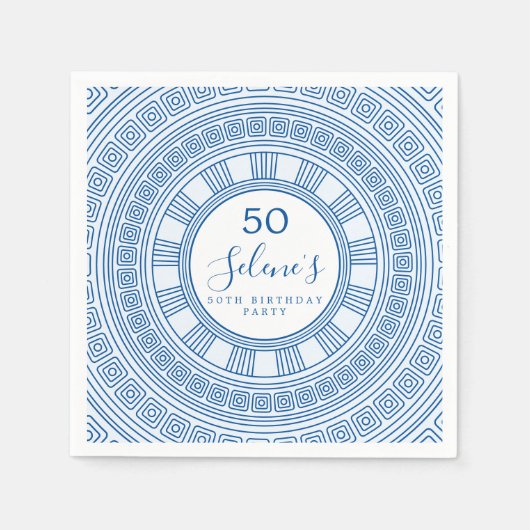 エレガントなギリシャまたはローマの誕生日カスタムカラー付き スタンダードカクテルナプキン (正面)