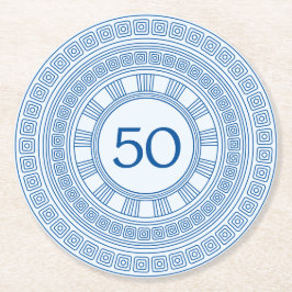 エレガントなギリシャまたはローマの誕生日カスタムカラー付き ラウンドペーパーコースター