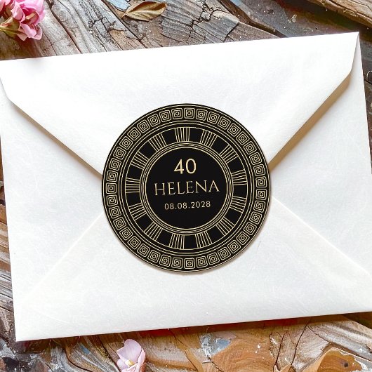 エレガントなギリシャまたはローマの誕生日カスタムカラー ラウンドシール