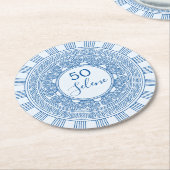 エレガントなギリシャまたはローマの誕生日カスタムカラー ラウンドペーパーコースター (アングル)