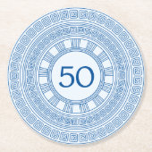 エレガントなギリシャまたはローマの誕生日カスタムカラー ラウンドペーパーコースター (正面)