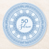 エレガントなギリシャまたはローマの誕生日カスタムカラー ラウンドペーパーコースター (正面)