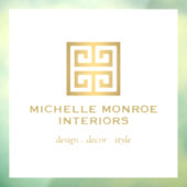 エレガントなギリシャ鍵モチーフのデザイナーロゴ ゴールド/ホワイト ウィンドウサイン (シート3)