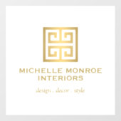 エレガントなギリシャ鍵モチーフデザイナーロゴ ゴールド/ホワイト ウィンドウサイン (シート)