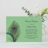 エレガントなクジャクのスイート16招待状 緑 招待状 (スタンド正面)