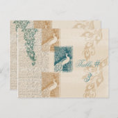 エレガントなクジャクのテーブルナンバー ポストカード (正面/裏面)