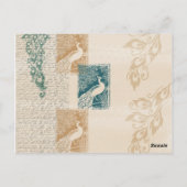 エレガントなクジャクのテーブルナンバー ポストカード (裏面)