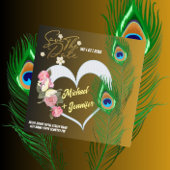 エレガントなクジャクの羽とバラのカスタム結婚式 セーブザデート