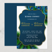 エレガントなクジャクの羽のゴールド結婚式