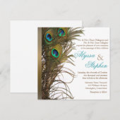 エレガントなクジャクの羽の結婚式招待状1 招待状 (正面/裏面)