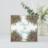 エレガントなクジャクの羽の結婚式招待状2 招待状 (スタンド正面)