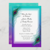 エレガントなクジャクの羽の結婚式招待状 招待状 (正面/裏面)