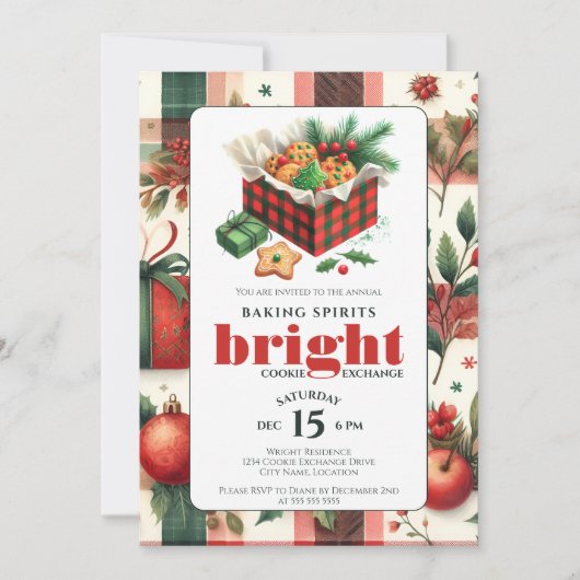 エレガントなクッキー交換パーティー 招待状 (正面)