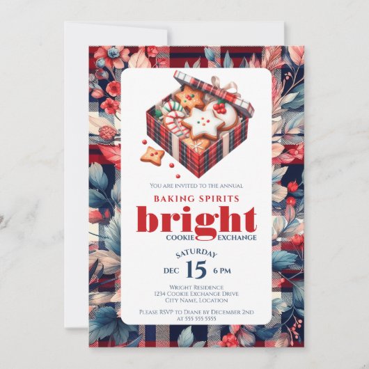 エレガントなクッキー交換パーティー 招待状 (正面)