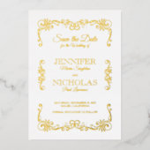 エレガントなクラシックとヴィンテージのフォーマルウェディング 箔招待状 (正面)