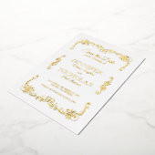 エレガントなクラシックとヴィンテージのフォーマルウェディング 箔招待状 (回転した状態)